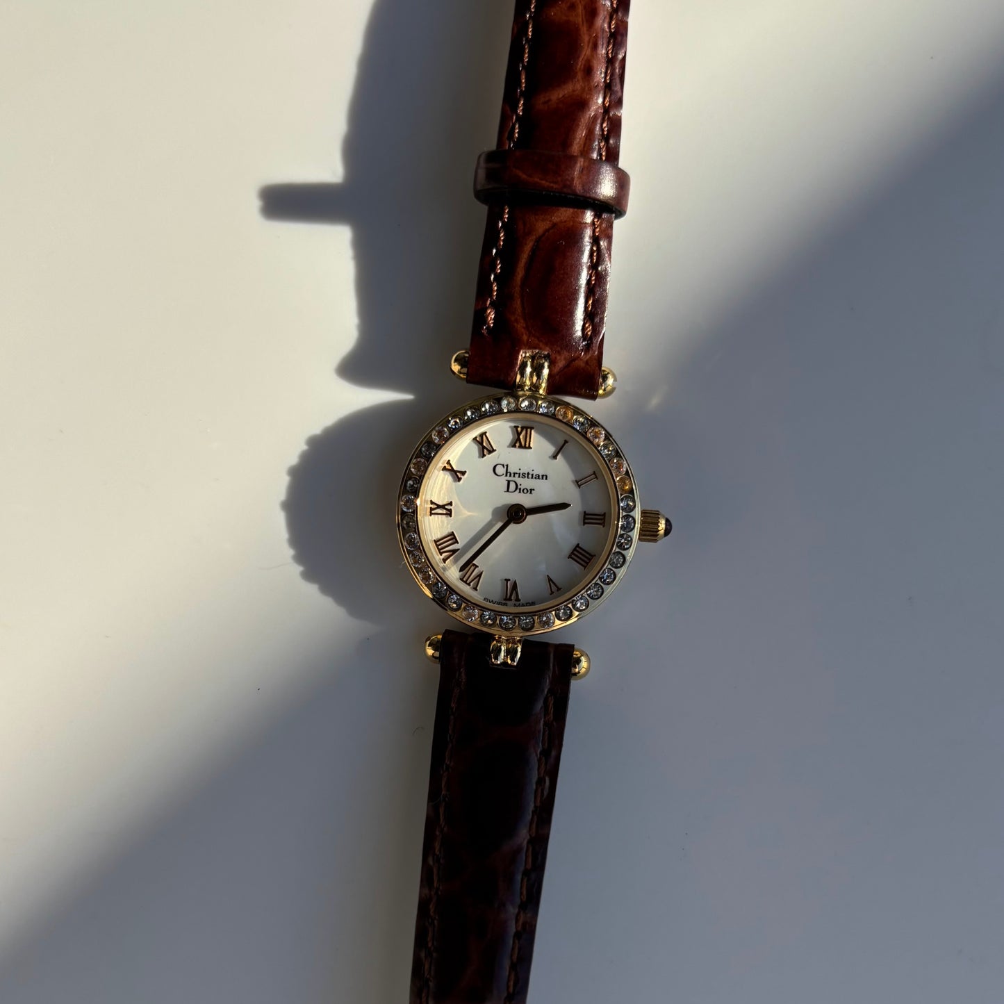 Dior 1990s Seashell Dial Gold Plated Watch