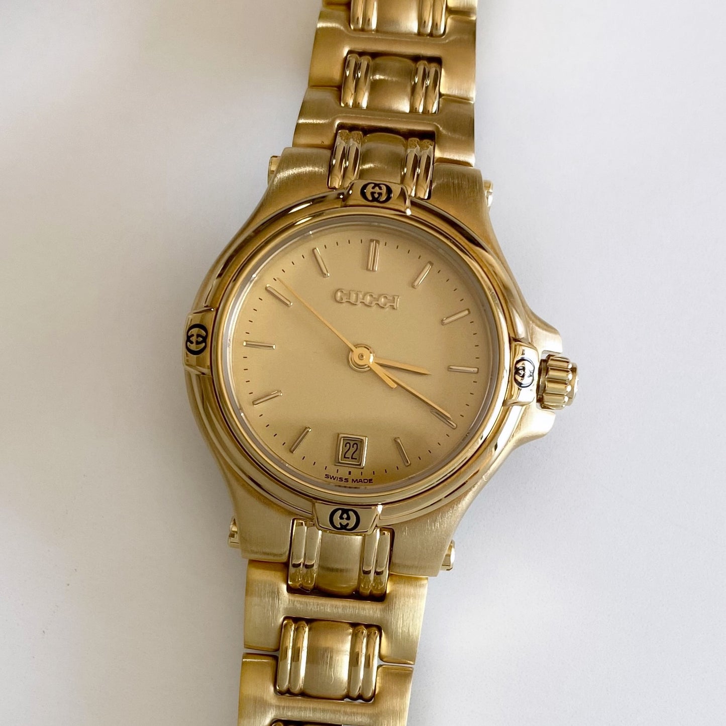 Gucci 1990s Date Gold Plated Watch