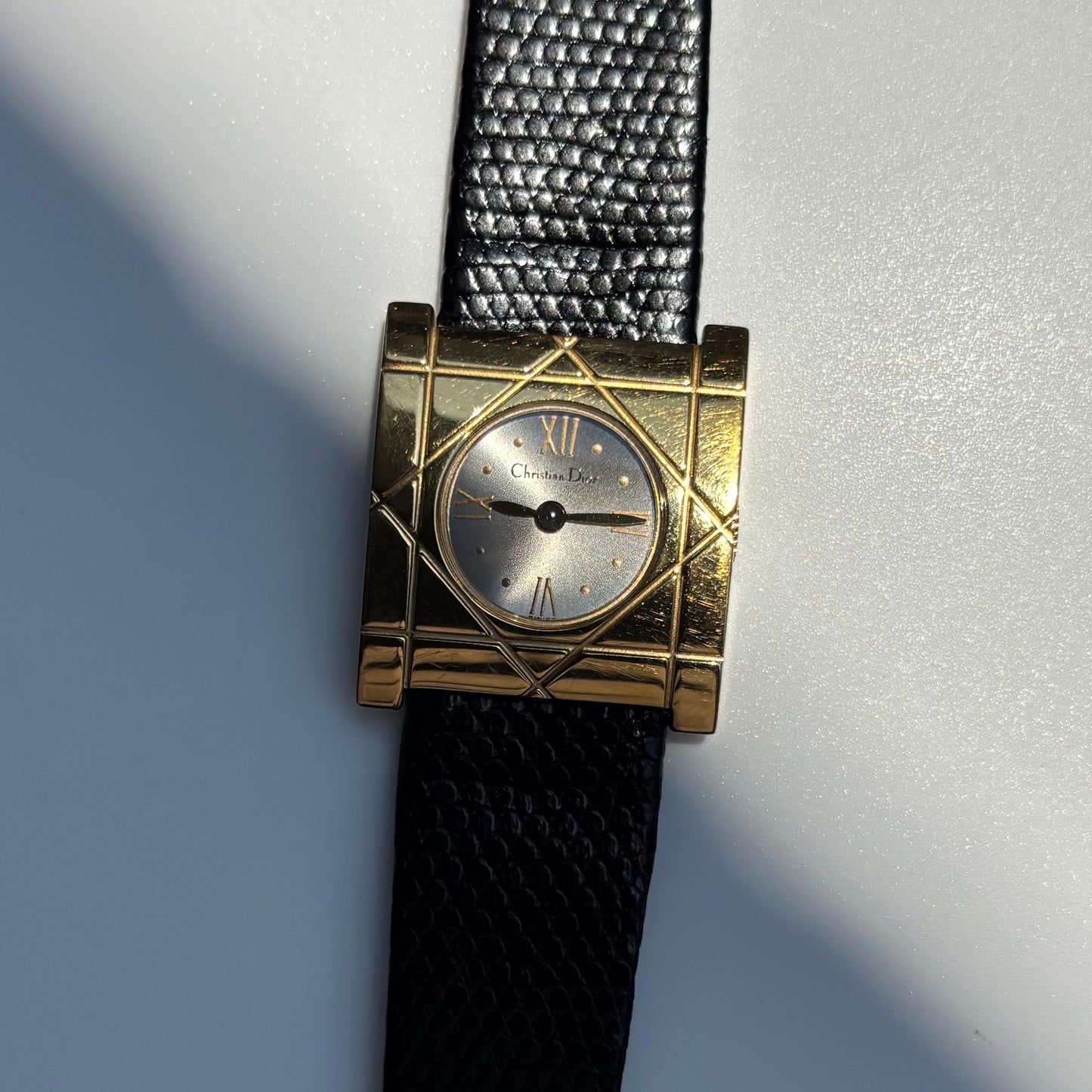 Dior 1990s Square Dial Gold Plated Watch