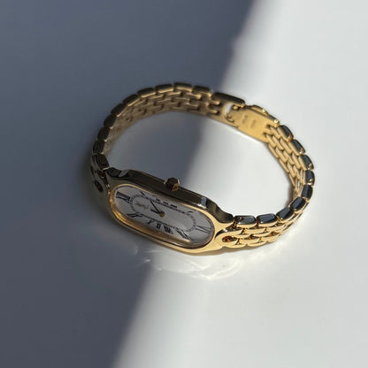 Yves Saint Laurent 1990s Oval Dial Gold Plated Watch