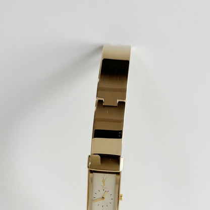 Yves Saint Laurent 1990s Rectangular Dial Gold Plated Watch