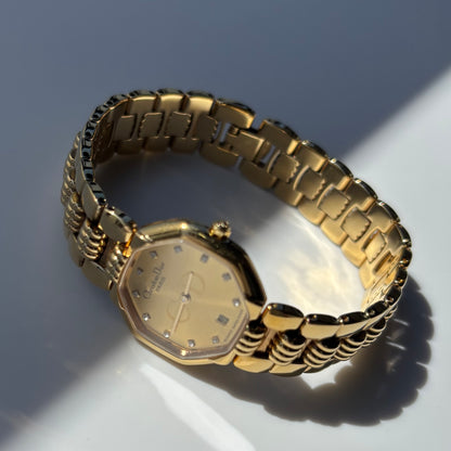 Dior 1990s Octagon Gold Plated Watch