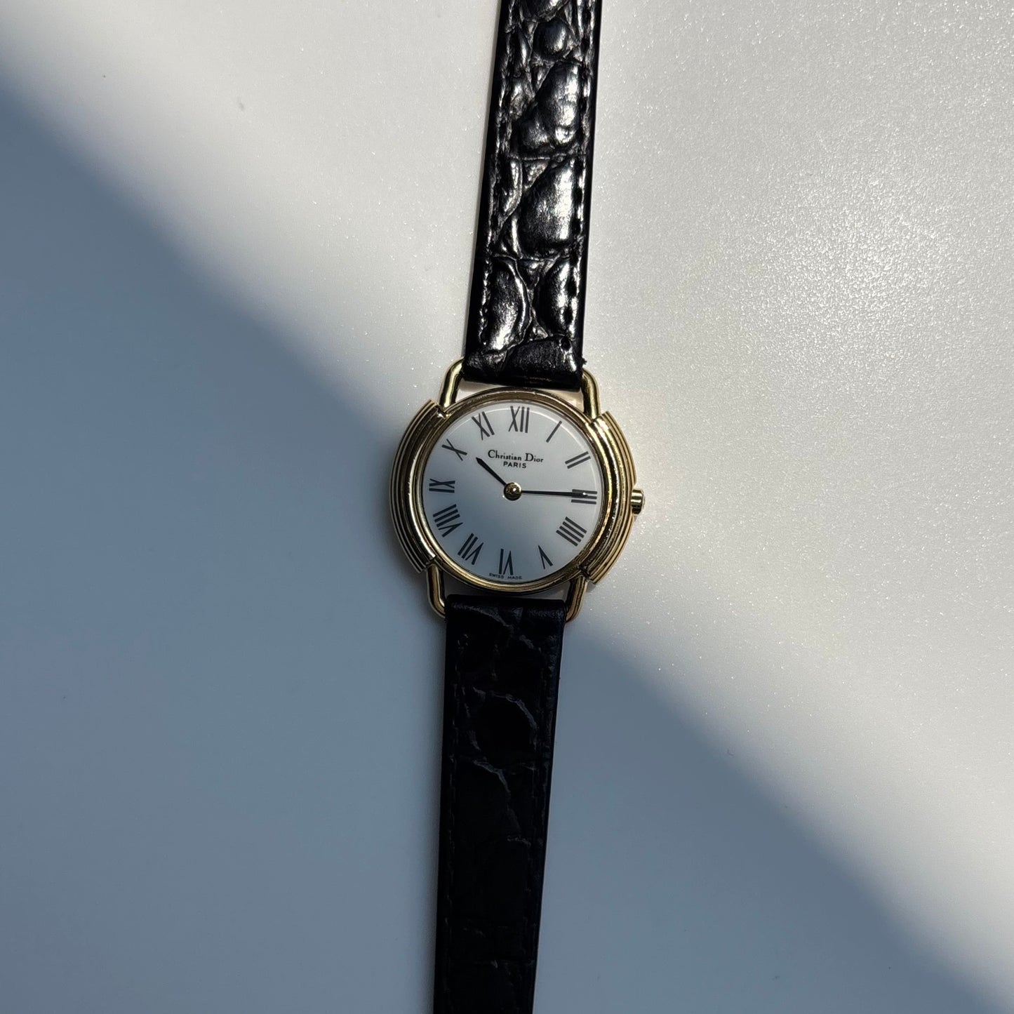 Dior 1990s Round Dial Gold Plated Watch