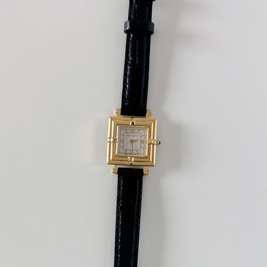 Yves Saint Laurent 1990s Square Dial Gold Plated Watch