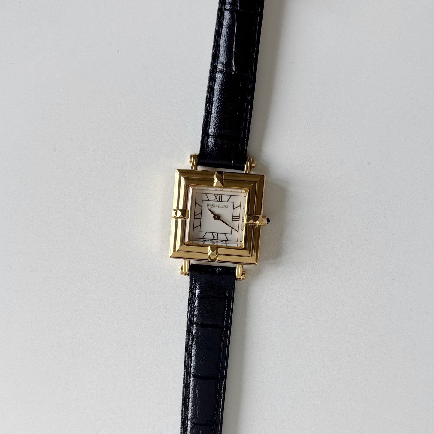 Yves Saint Laurent 1990s Square Dial Gold Plated Watch
