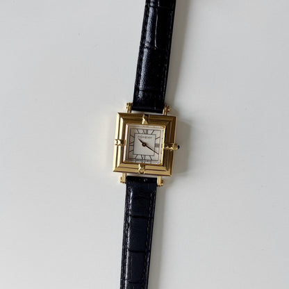 Yves Saint Laurent 1990s Square Dial Gold Plated Watch