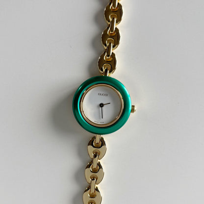 Gucci 1990s Interchangeable Bezel Gold Plated Chain Watch with 6 bezels, case (165mm)