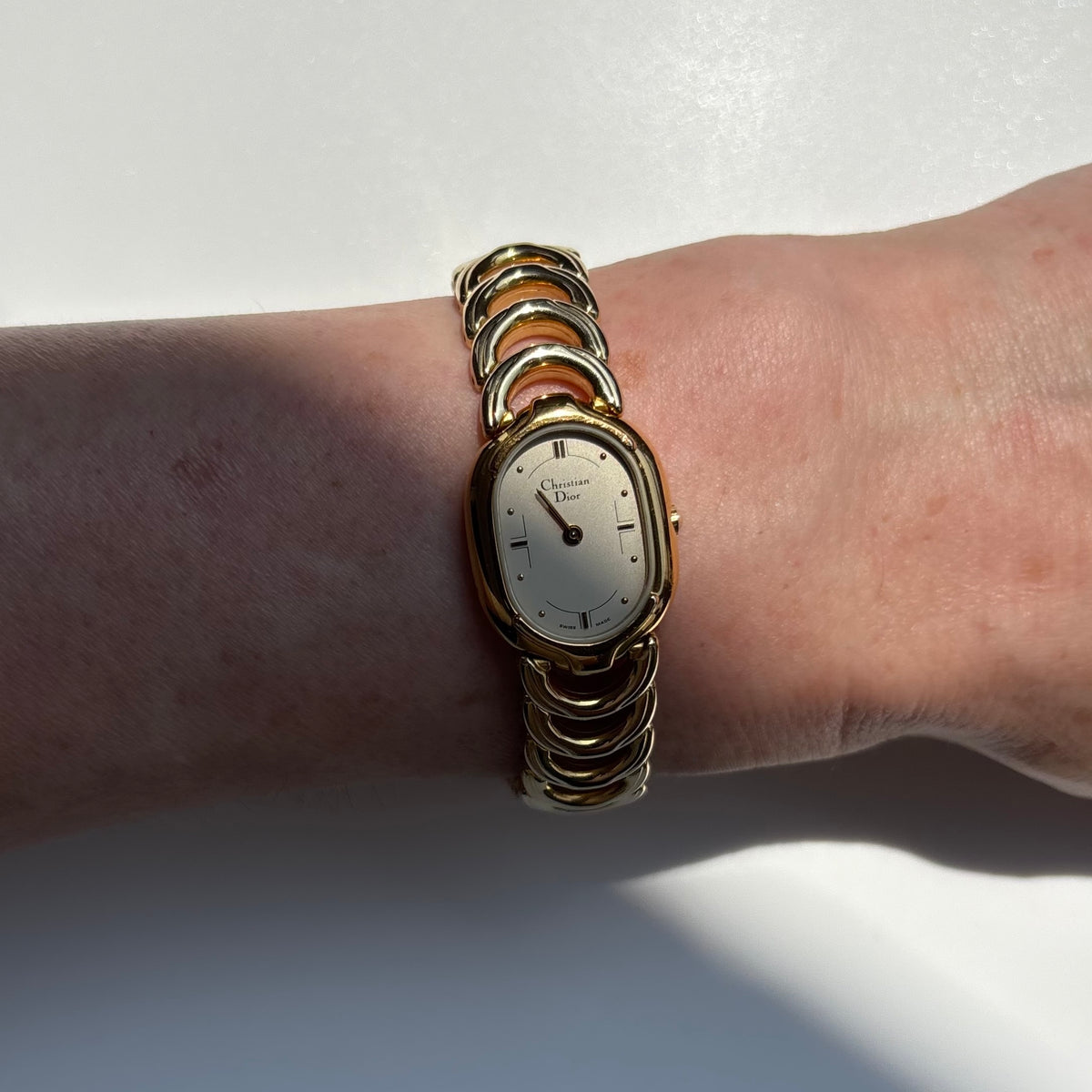 Dior 1990s Oval Dial Gold Plated Watch