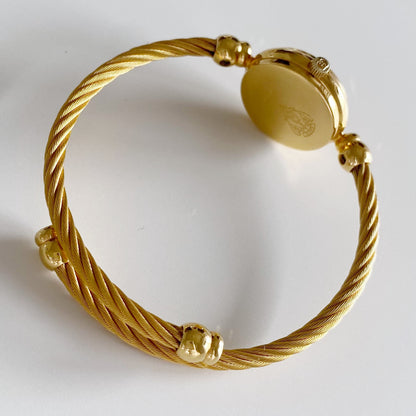 Gucci 1990s Seashell Dial Gold Plated Bangle Watch