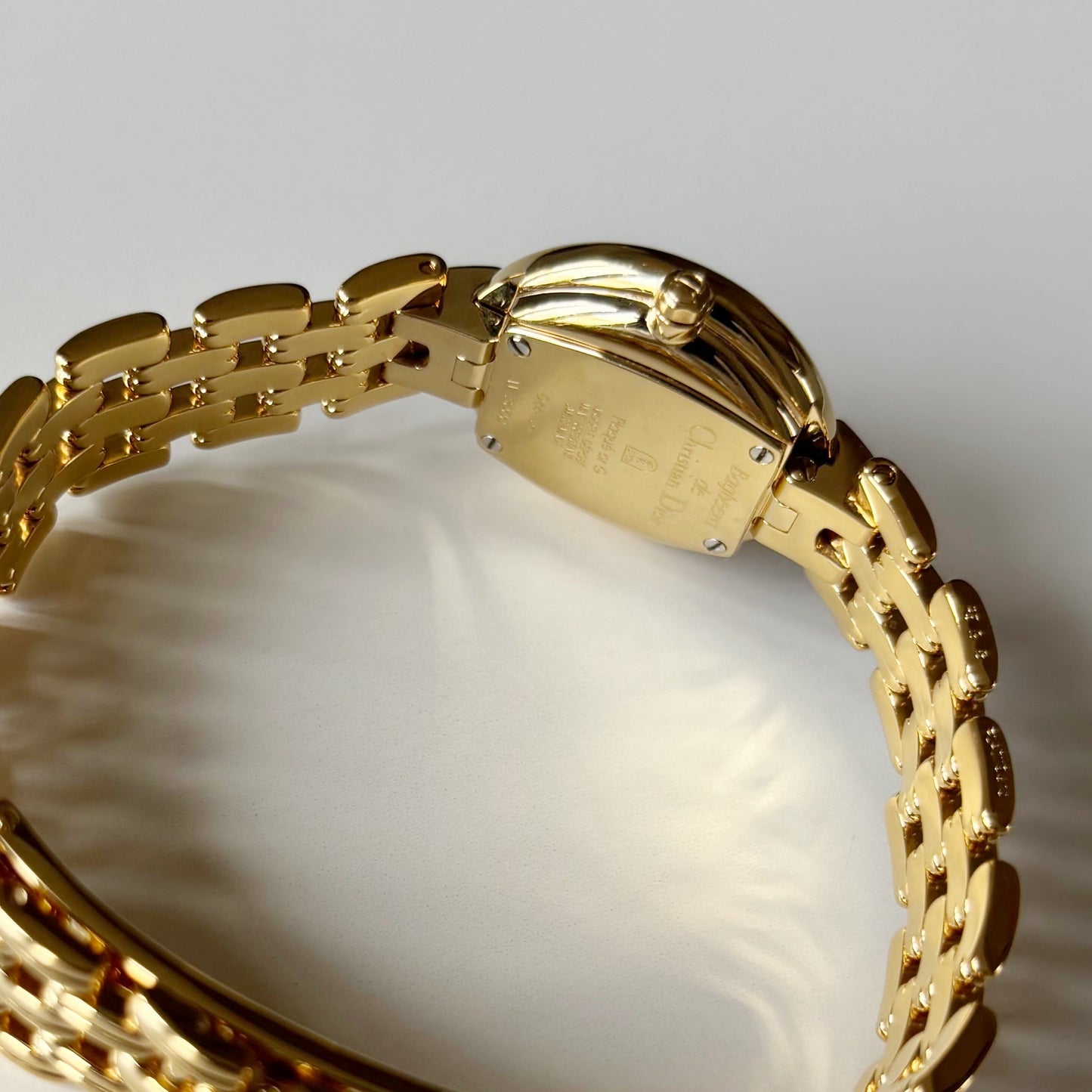 Dior 1990s Bagheera Black Dial Gold Plated Round Watch