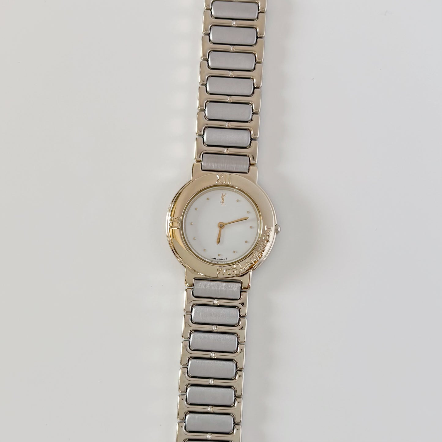 Yves Saint Laurent 1990s Round Dial Two Tone Watch (Large)