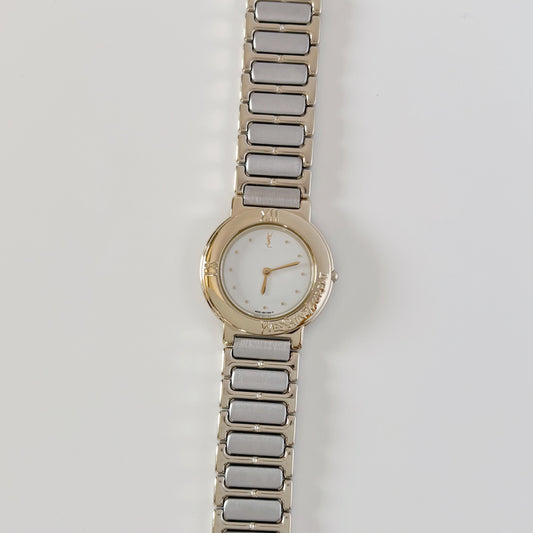 Yves Saint Laurent 1990s Round Dial Two Tone Watch (Large)