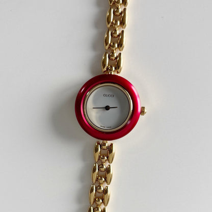 Gucci 1990s Interchangeable Bezel Gold Plated Watch with 6 bezels, case (165mm)