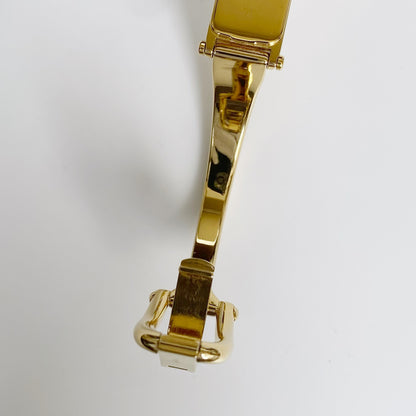 Gucci 1990s Seashell Dial Rectangular Gold Plated Bangle Watch