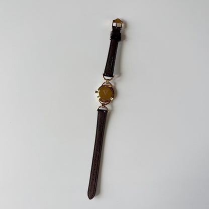 Gucci 1990s Round Dial Horsebit Gold Plated Watch