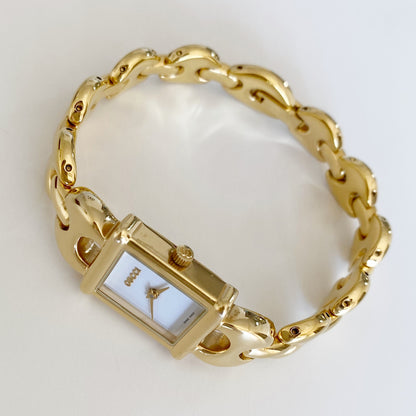 Gucci 1990s Interchangeable Belt Gold Plated Watch with 3 belts, case