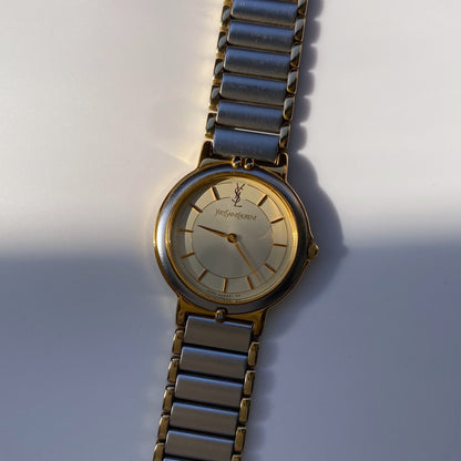 Yves Saint Laurent 1990s Round Two Tone Watch