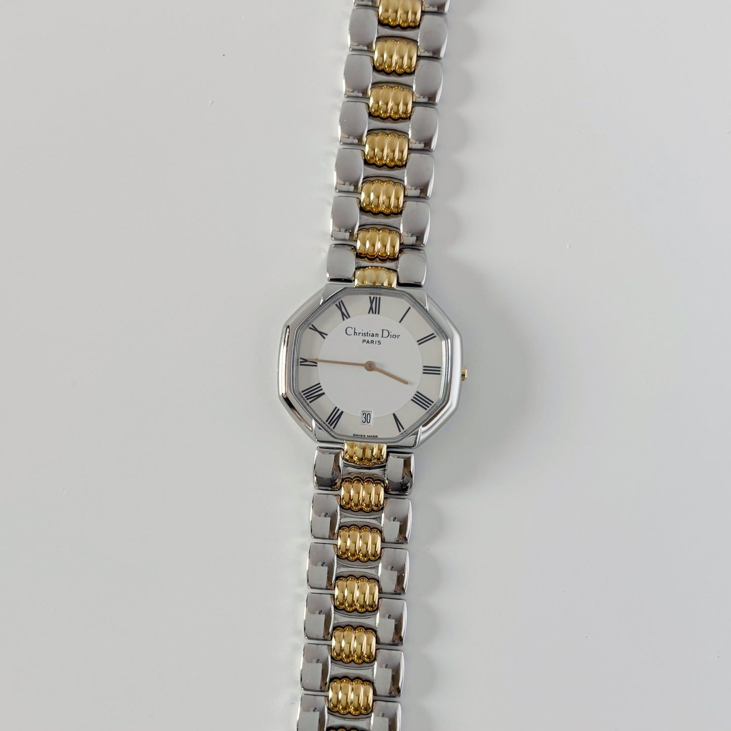 Dior 1990s Date Octagon Two Tone Watch (Large)