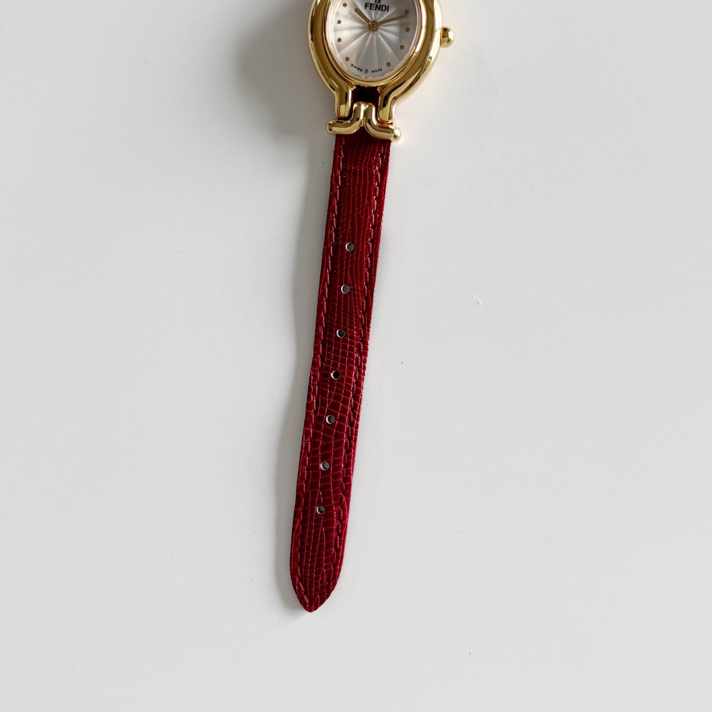 Fendi 1990s Interchangeable Strap Gold Plated Watch with 5 straps, case