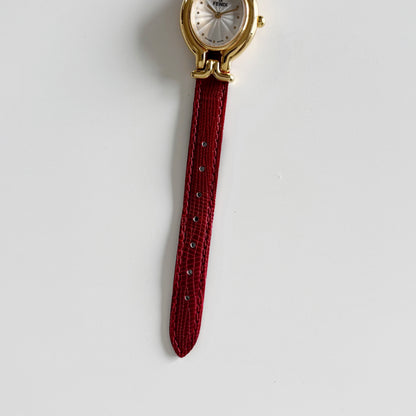 Fendi 1990s Interchangeable Strap Gold Plated Watch with 5 straps, case