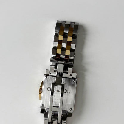 Dior 1990s Monsieur De Dior Navy Square Dial Two Tone Watch (Large)