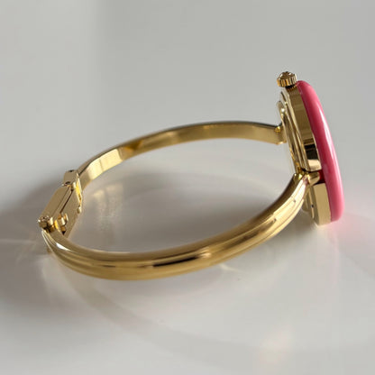 Gucci 1990s Interchangeable Bezel Gold Plated Bangle Watch with 12 bezels, case (Small)