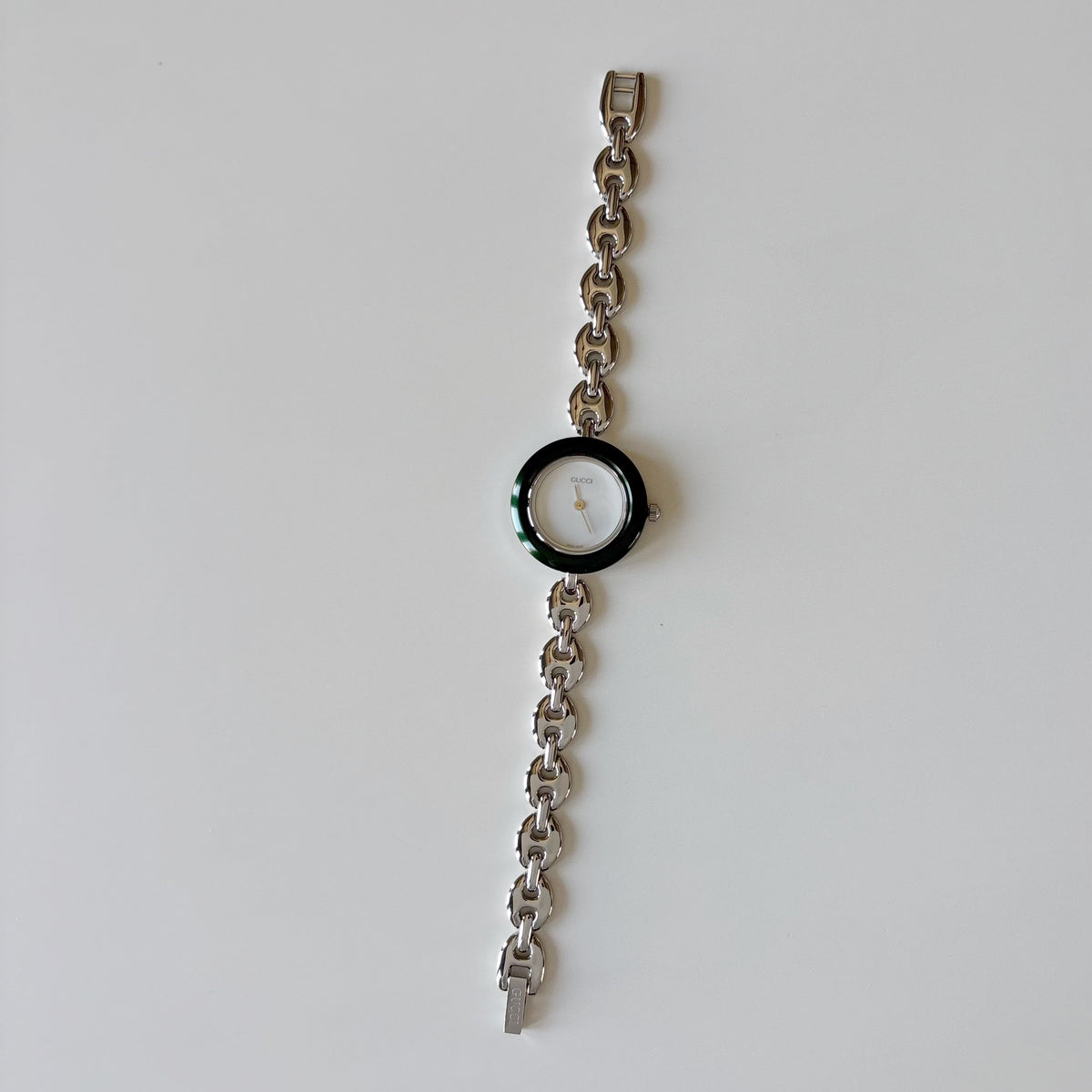 Gucci 1990s Interchangeable Bezel Stainless steel Chain Watch with 6 bezels, case
