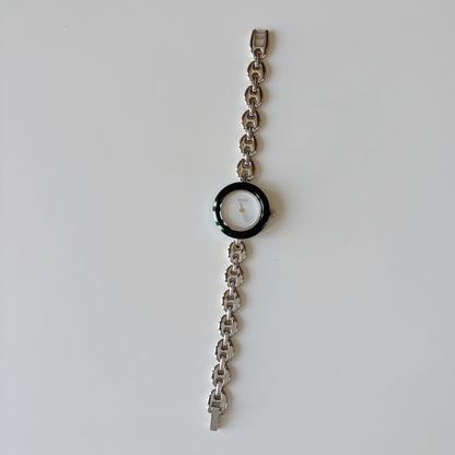 Gucci 1990s Interchangeable Bezel Stainless steel Chain Watch with 6 bezels, case