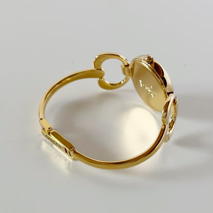 Gucci 1990s Seashell Oval Dial Gold-Plated Bangle Watch (Small)