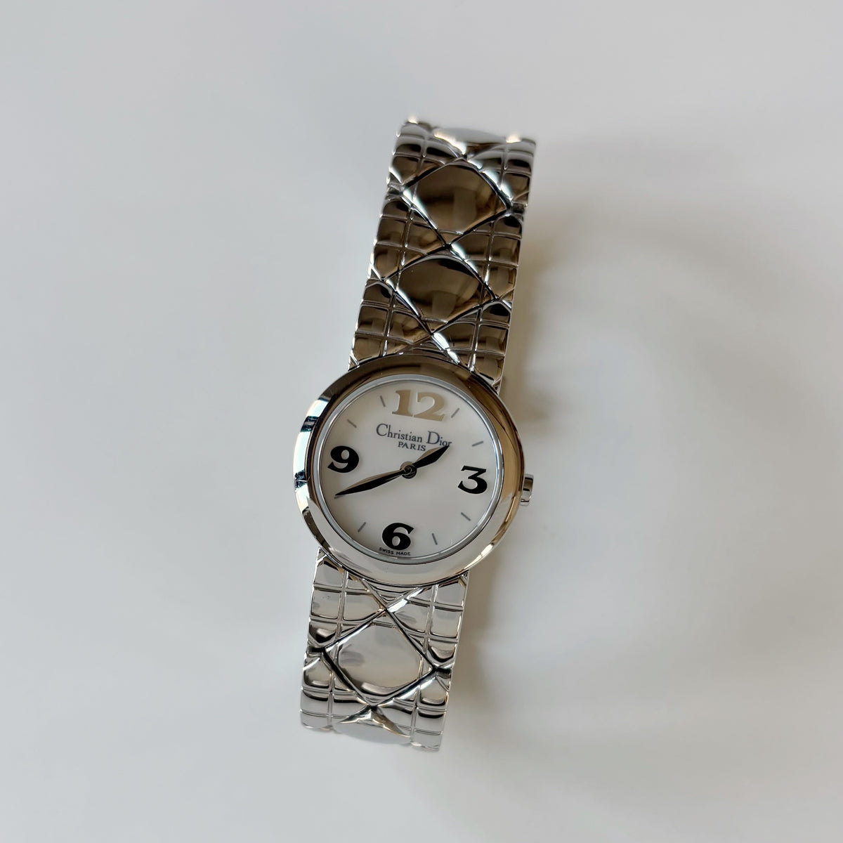 Dior 1990s Seashell Round Dial Stainless Steel Watch