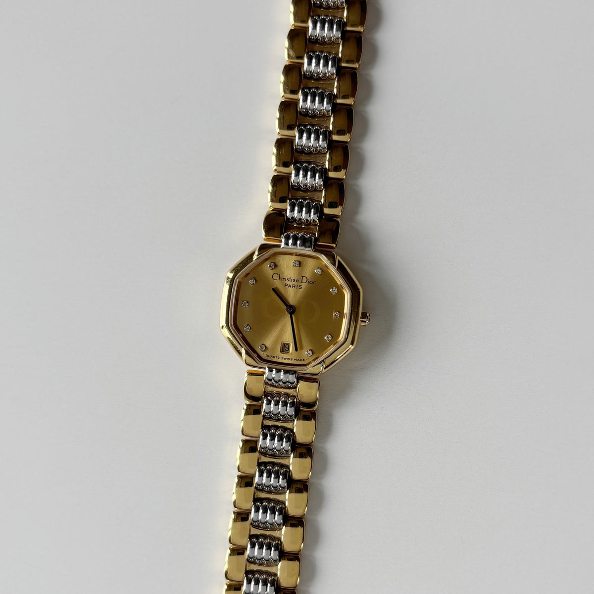 Dior 1990s Octagon Dial Two Tone Watch