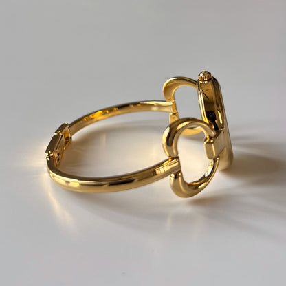 Gucci 1990s Seashell Oval Dial Gold Plated Bangle Watch (Small)
