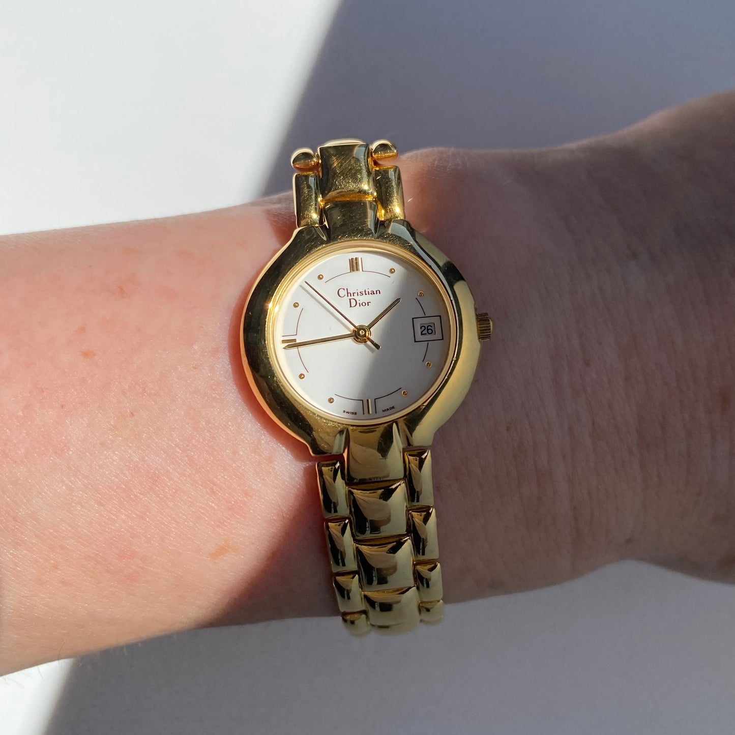 Dior 1990s Round Dial Gold Plated Watch