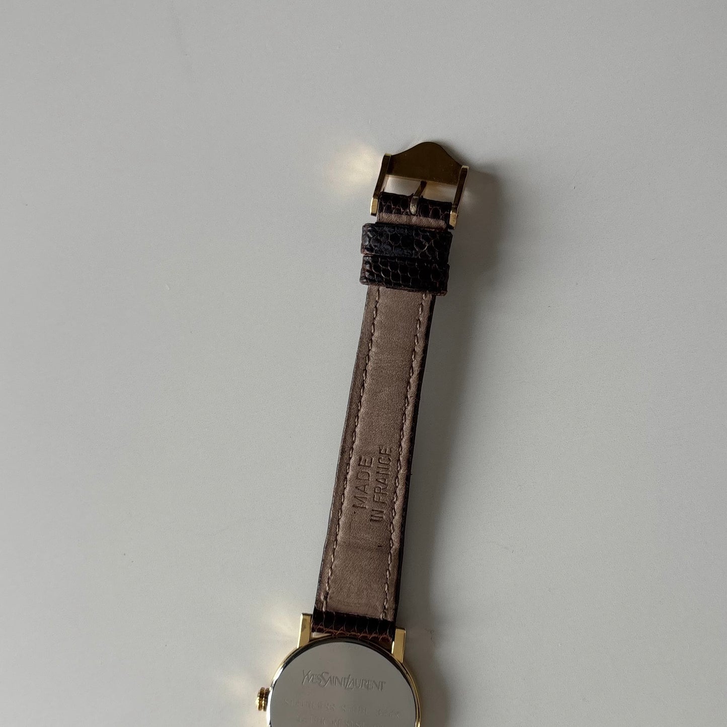 Yves Saint Laurent 1990s YSL Logo Round Dial Gold Plated Watch
