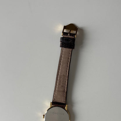 Yves Saint Laurent 1990s YSL Logo Round Dial Gold Plated Watch