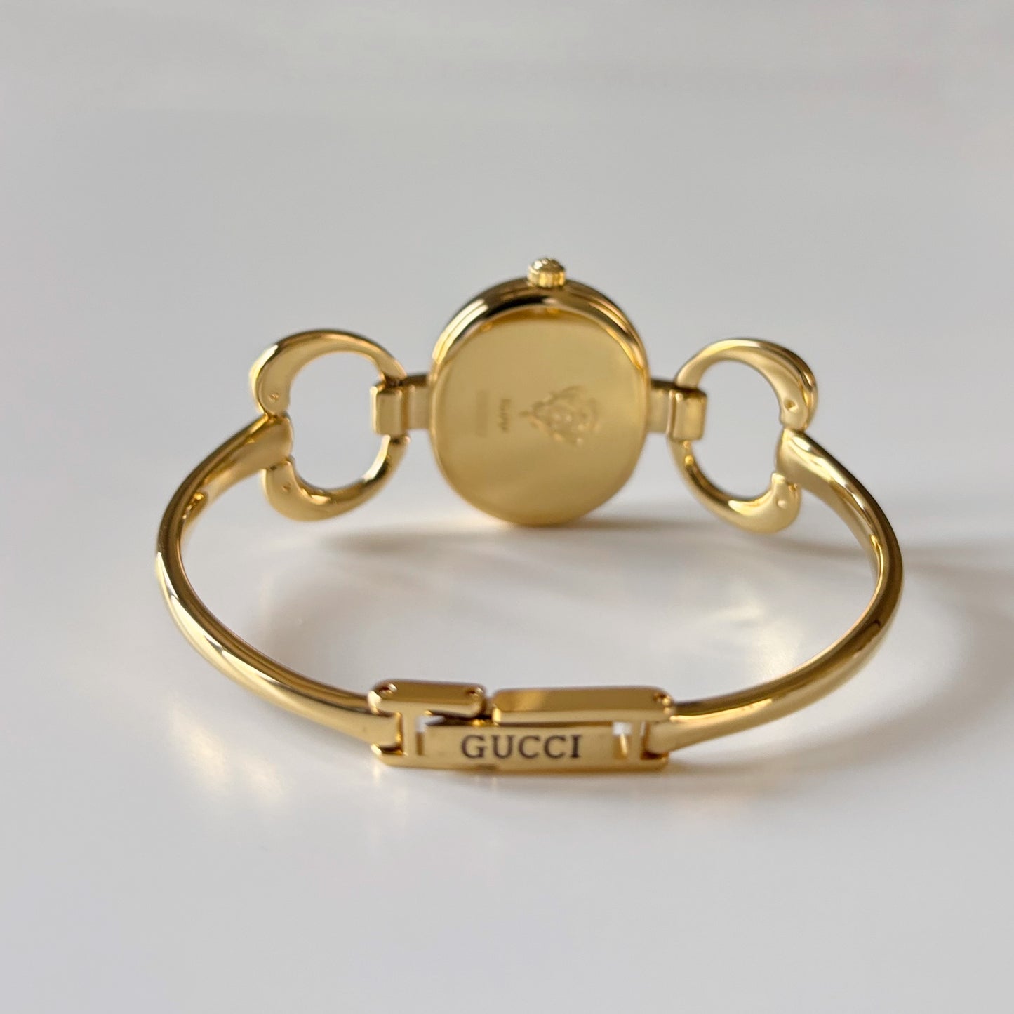 Gucci 1990s Oval Dial Gold Plated Bangle Watch