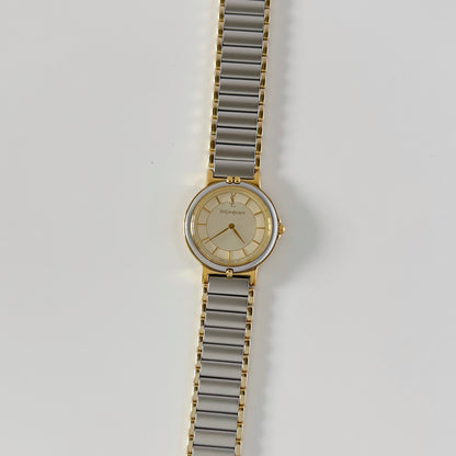 Yves Saint Laurent 1990s Round Dial Two Tone Watch