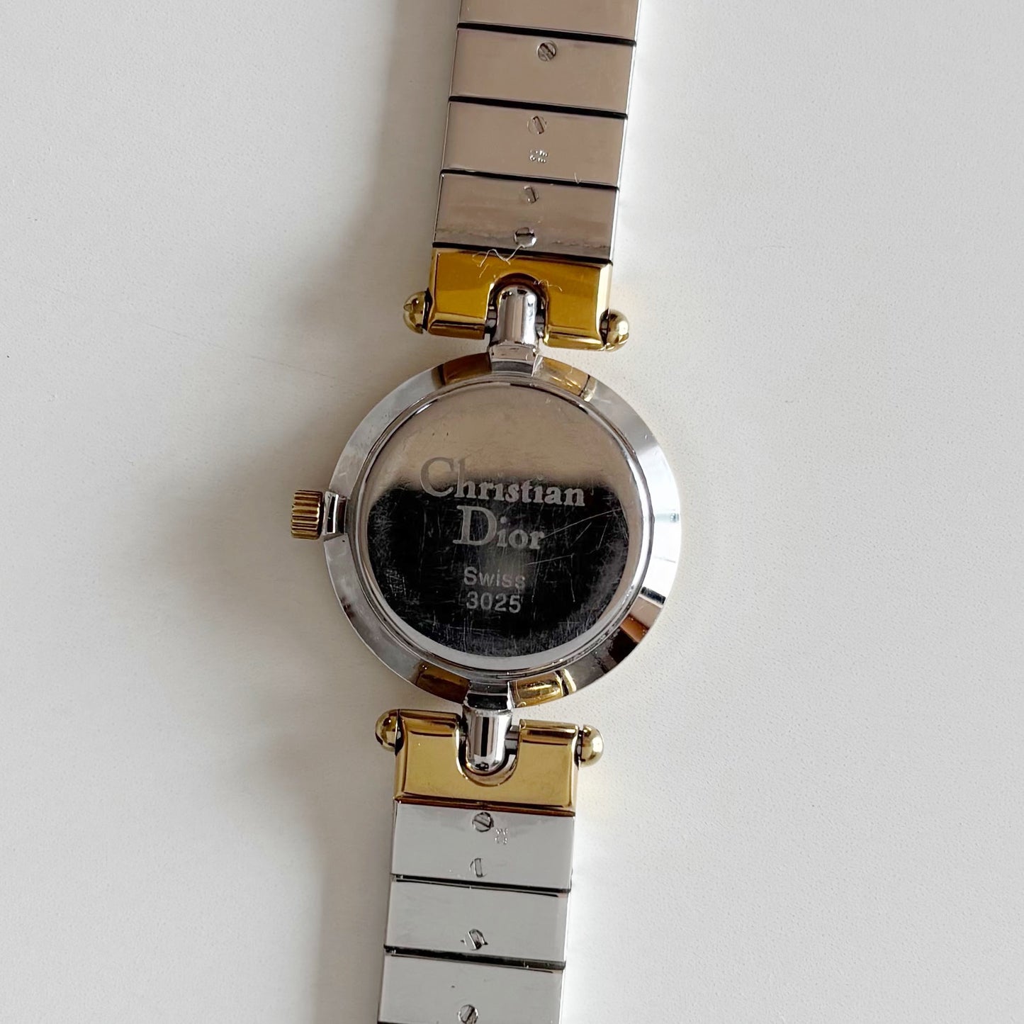 Dior 1990s Navy Round Dial Two Tone Watch