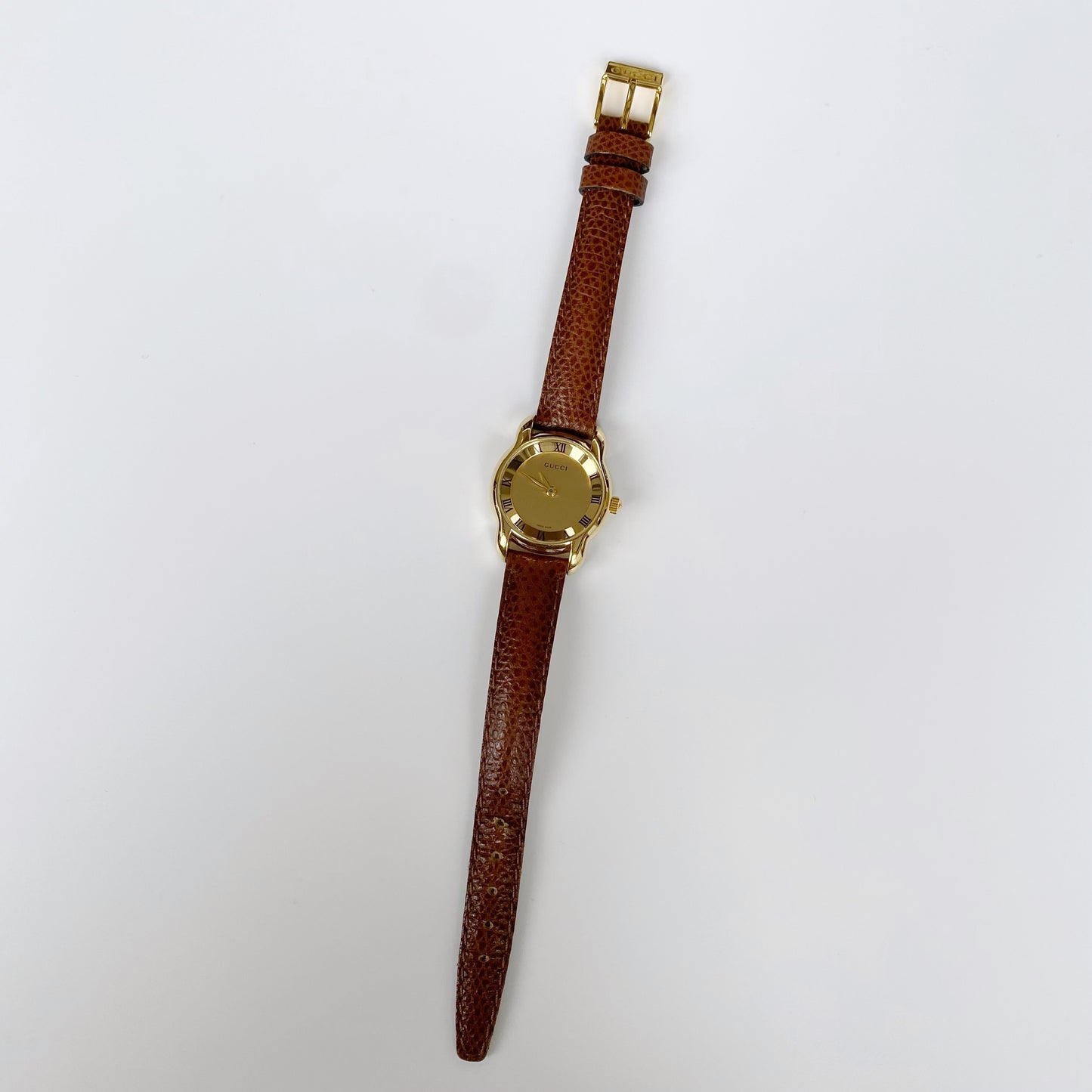 Gucci 1990s Gold Dial Round Watch