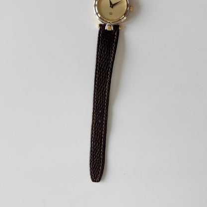 Gucci 1990s Gold Round Dial Two Tone Gold Plated Watch