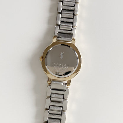 Yves Saint Laurent 1990s Round Dial Two Tone Watch