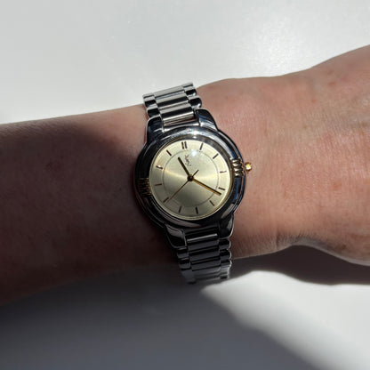 Yves Saint Laurent 1990s Round Dial Two-Tone Gold-Plated Watch (Large)
