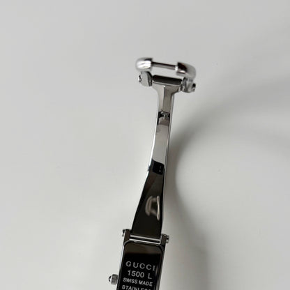 Gucci 1990s Rectangular Dial Silver Bangle Watch