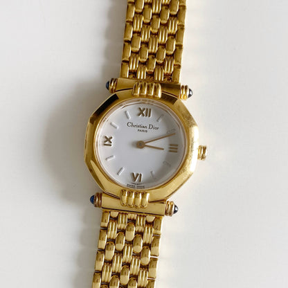 Dior 1990s Octagon Gold Plated Watch