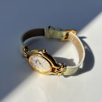 Fendi 1990s Interchangeable Strap Gold Plated Watch with 9 straps, case