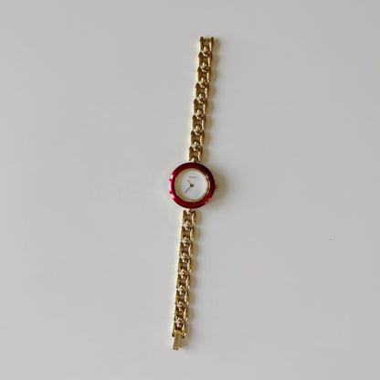 990s Interchangeable Bezel Gold Plated Rice Chain Watch with case, 6 bezels (160mm)