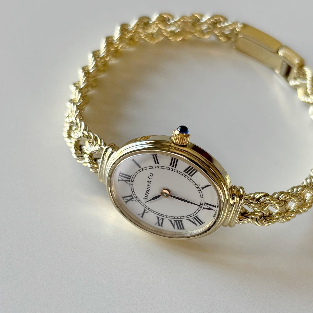Tiffany 1990s 14K Oval Dial Cocktail Watch