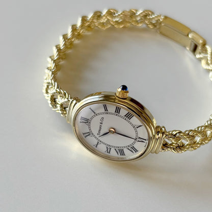 Tiffany 1990s 14K Oval Dial Cocktail Watch