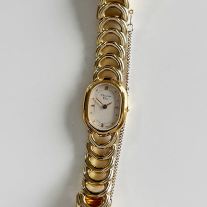 Dior 1990s Oval Gold Plated Watch