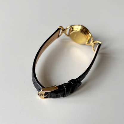 Gucci 1990s Round Dial Horsebit Gold Plated Watch